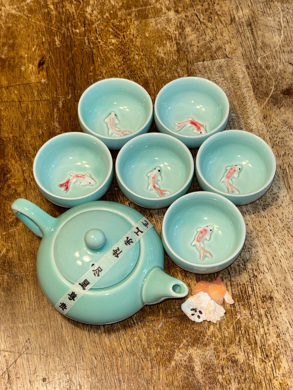 Tea pot with Koi Fish Tea cup Teapot Set READ